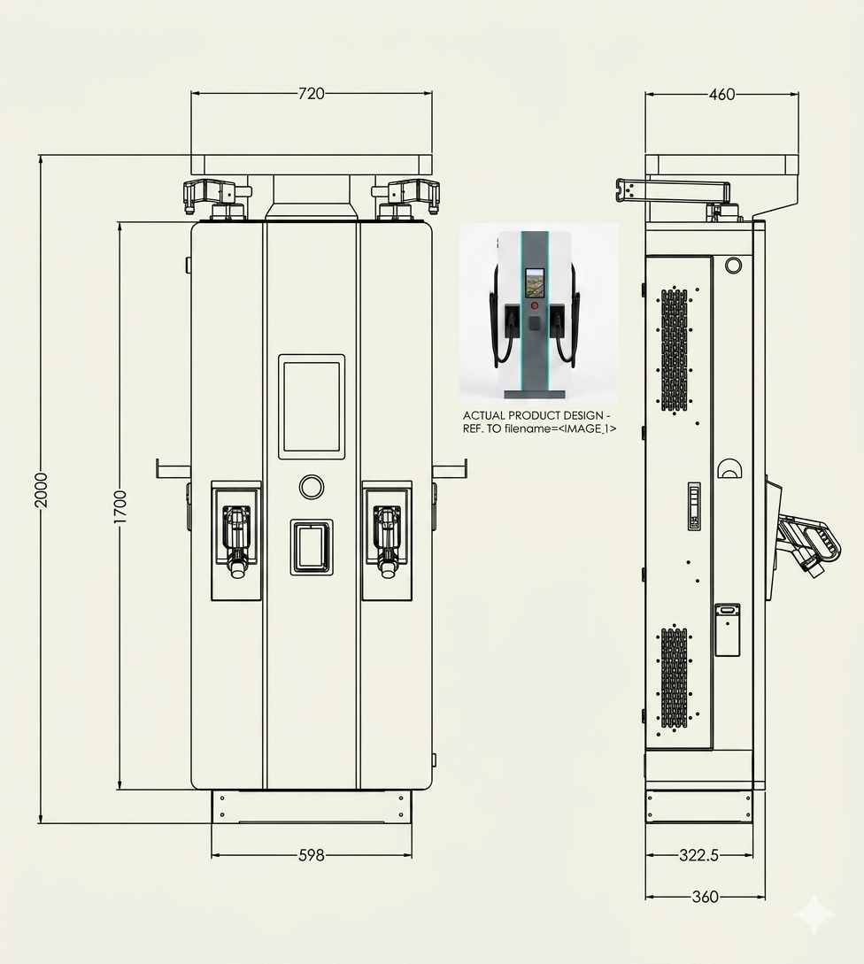 60kW Dual-Outlet DC Fast Charger – Floor Mounted - Image 2